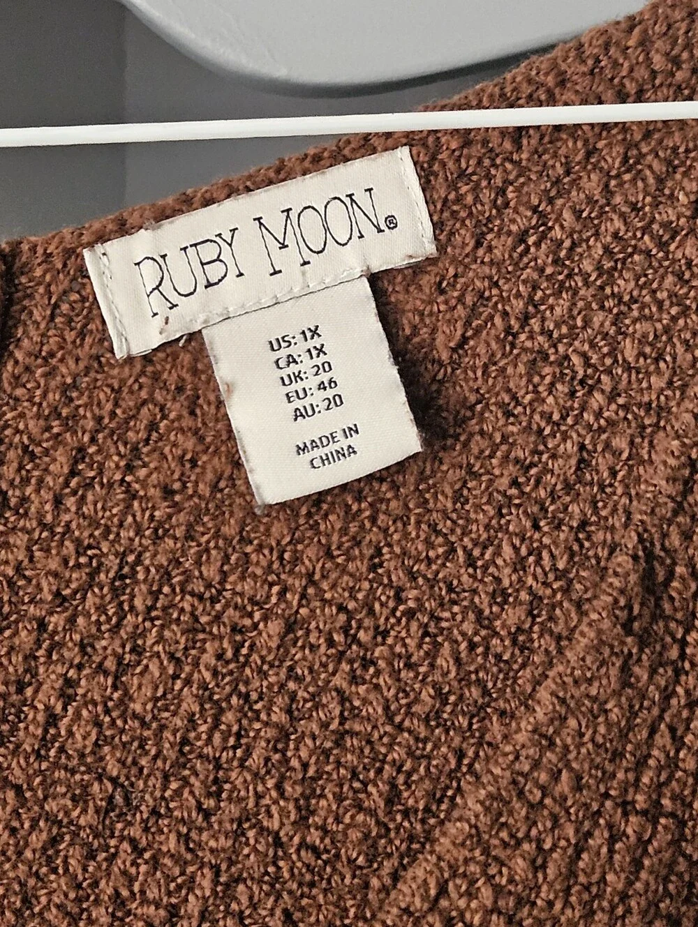 ruby moon Rust-Brown V-Neck Knit Sweater, Size 1X - Picture 2 of 5